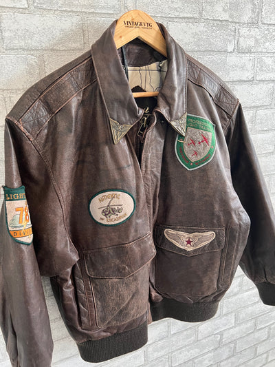 Vintage Learsi International Leather Pilot Bomber Jacket