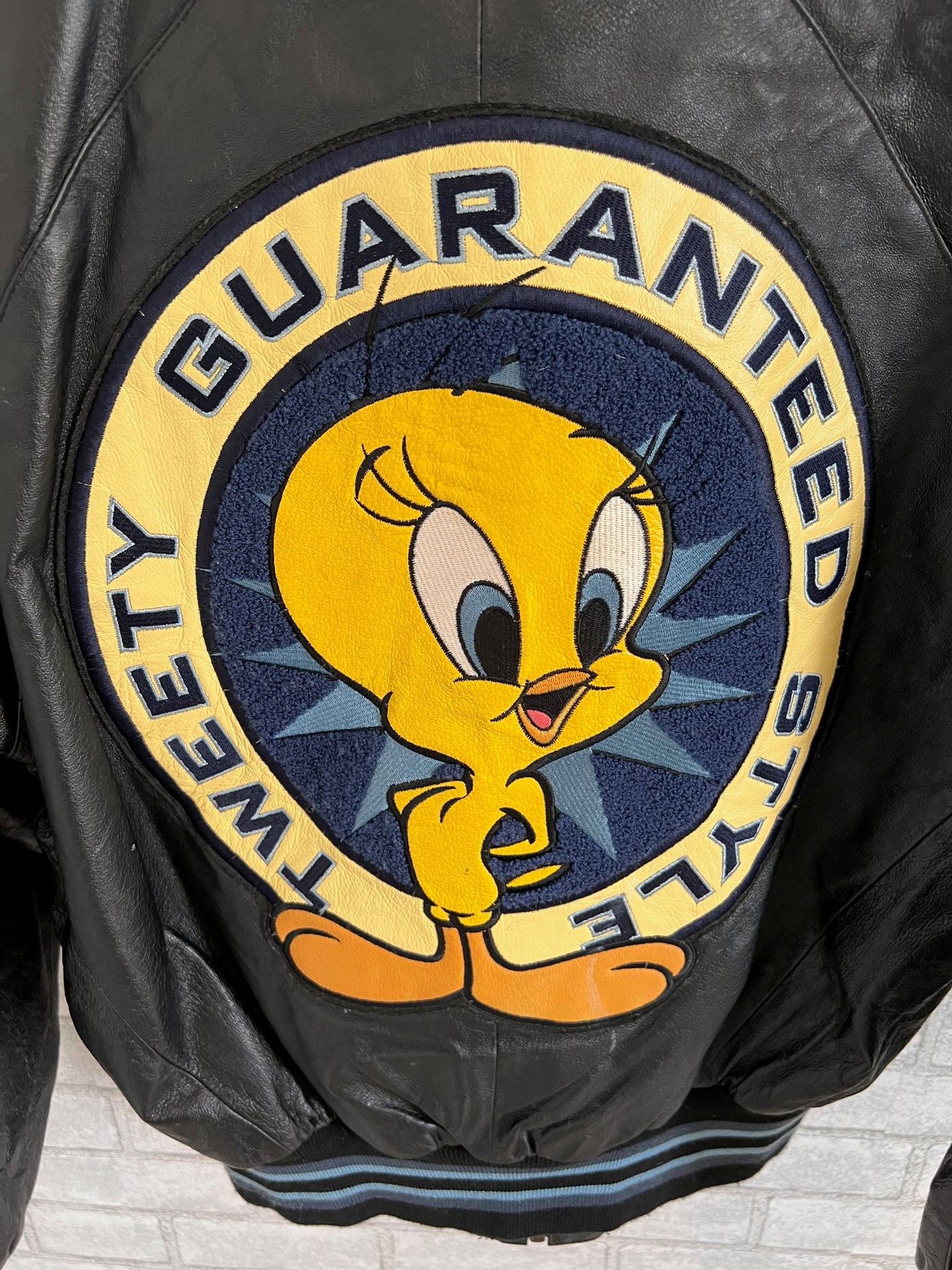 Vintage Classic Looney Tunes 1998 Tweety Leather Jacket. Size Small.
