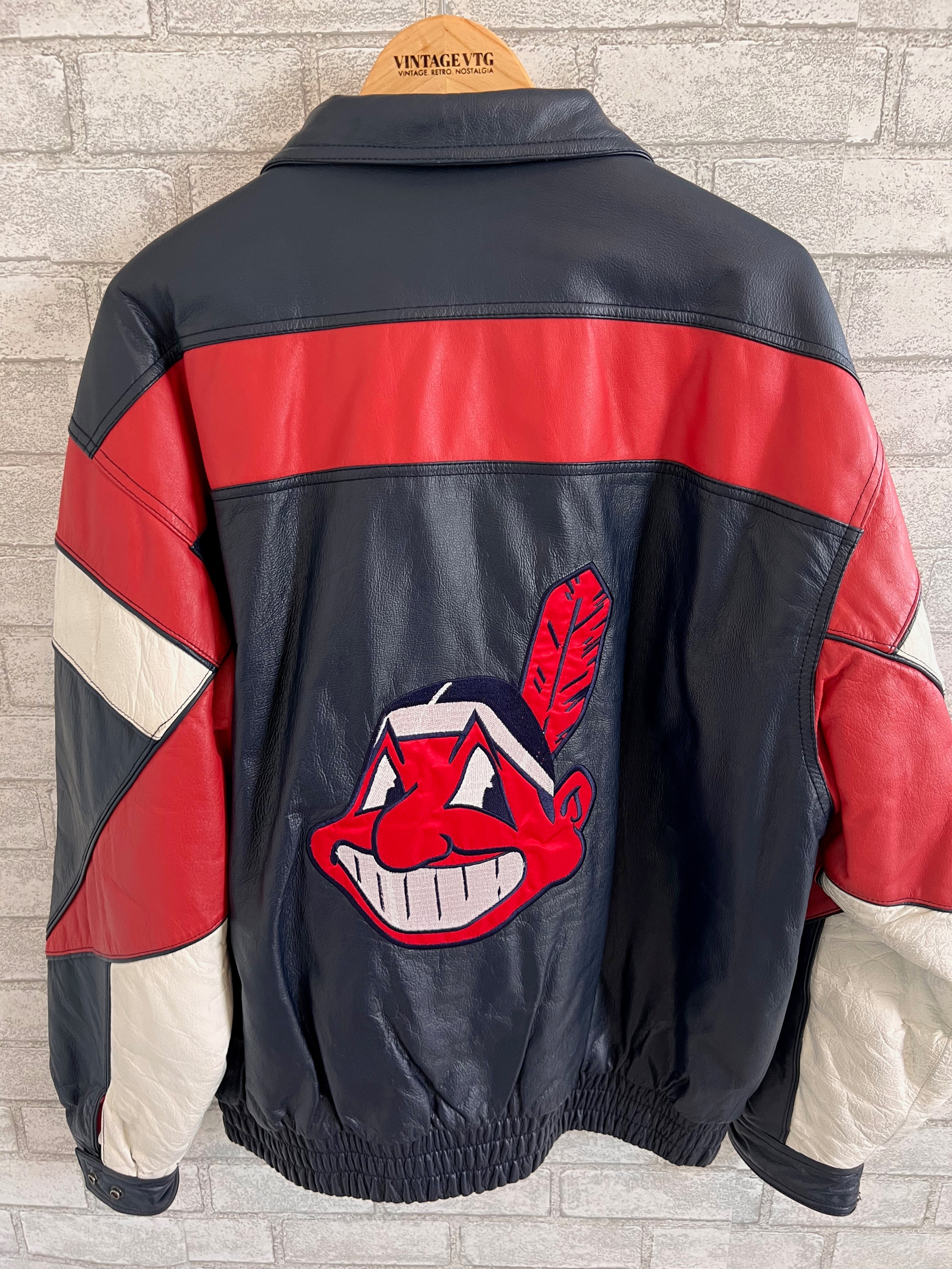 Vintage Blue Wilsons Pro Player Leather Cleveland Indians Jacket