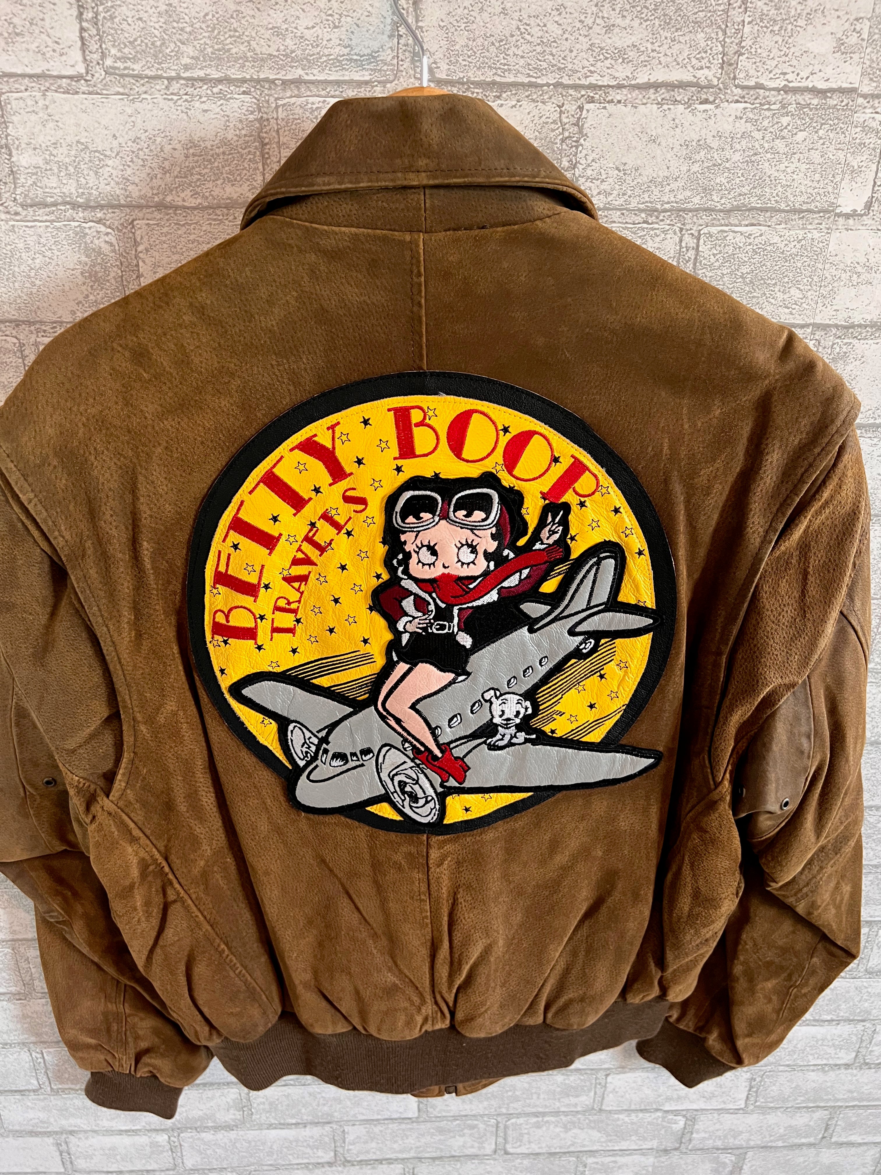 Vintage 90s American Toons Betty Boop leather flight Bomber Jacket