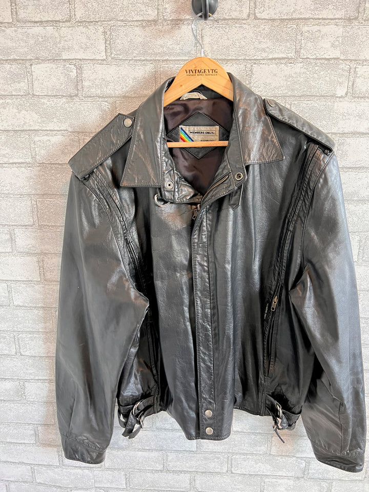 Vintage 80s Members Only Black Leather Jacket.