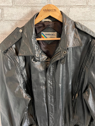 Vintage 80s Members Only Black Leather Jacket.