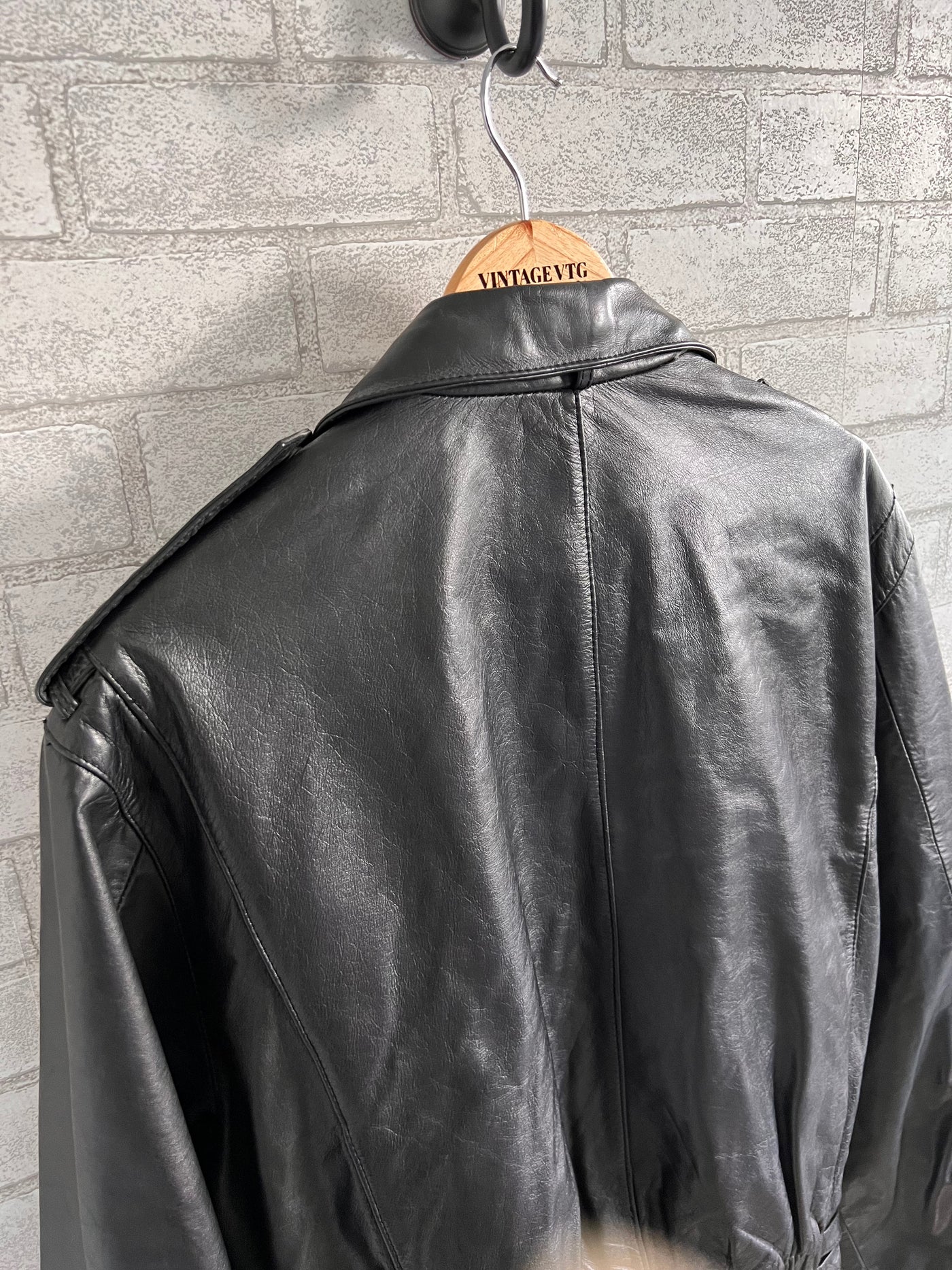 Vintage 80s Members Only Black Leather Jacket.