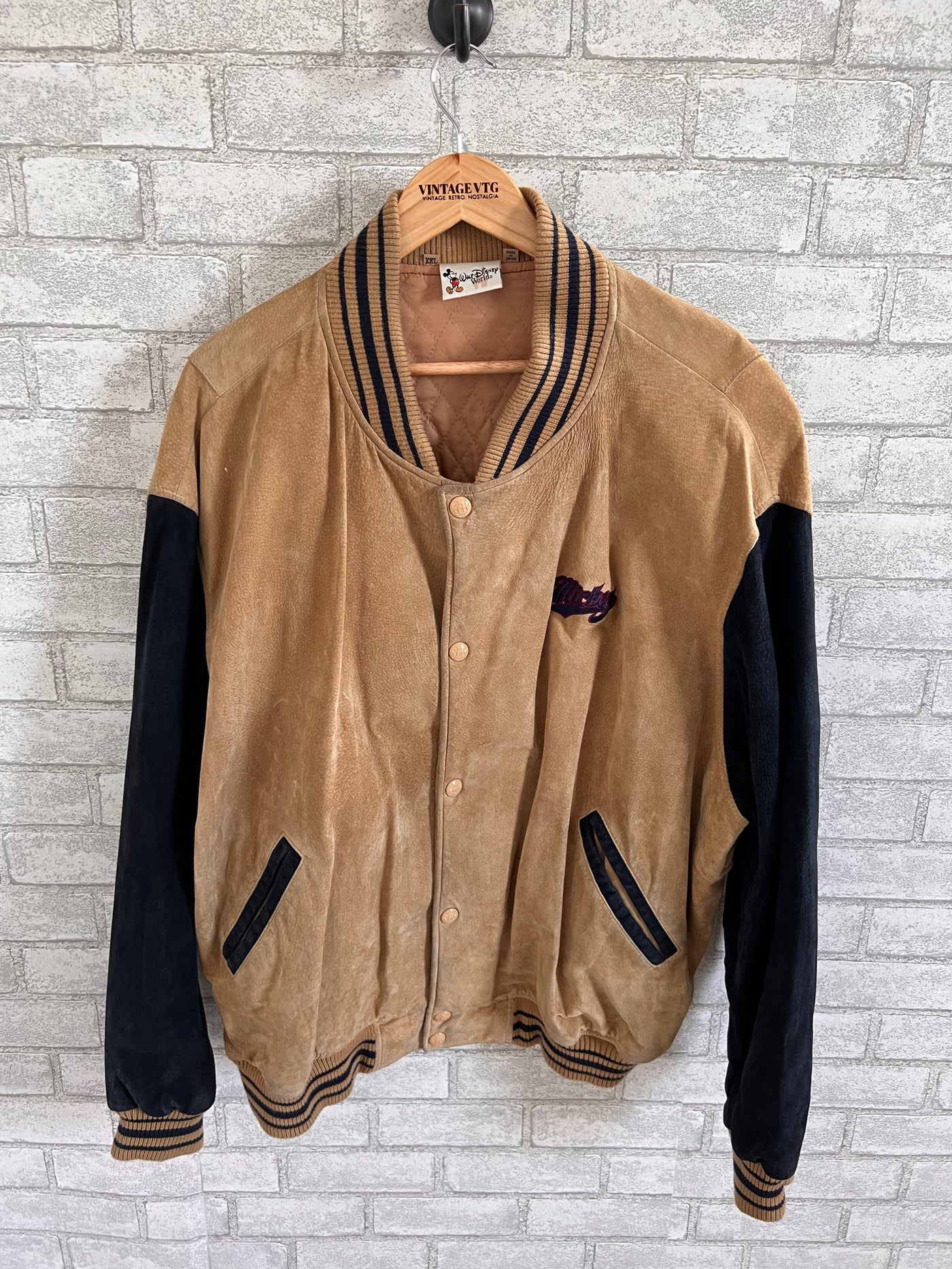 Vintage Disney Mickey Mouse 1928 Varsity Jacket  suede leather.