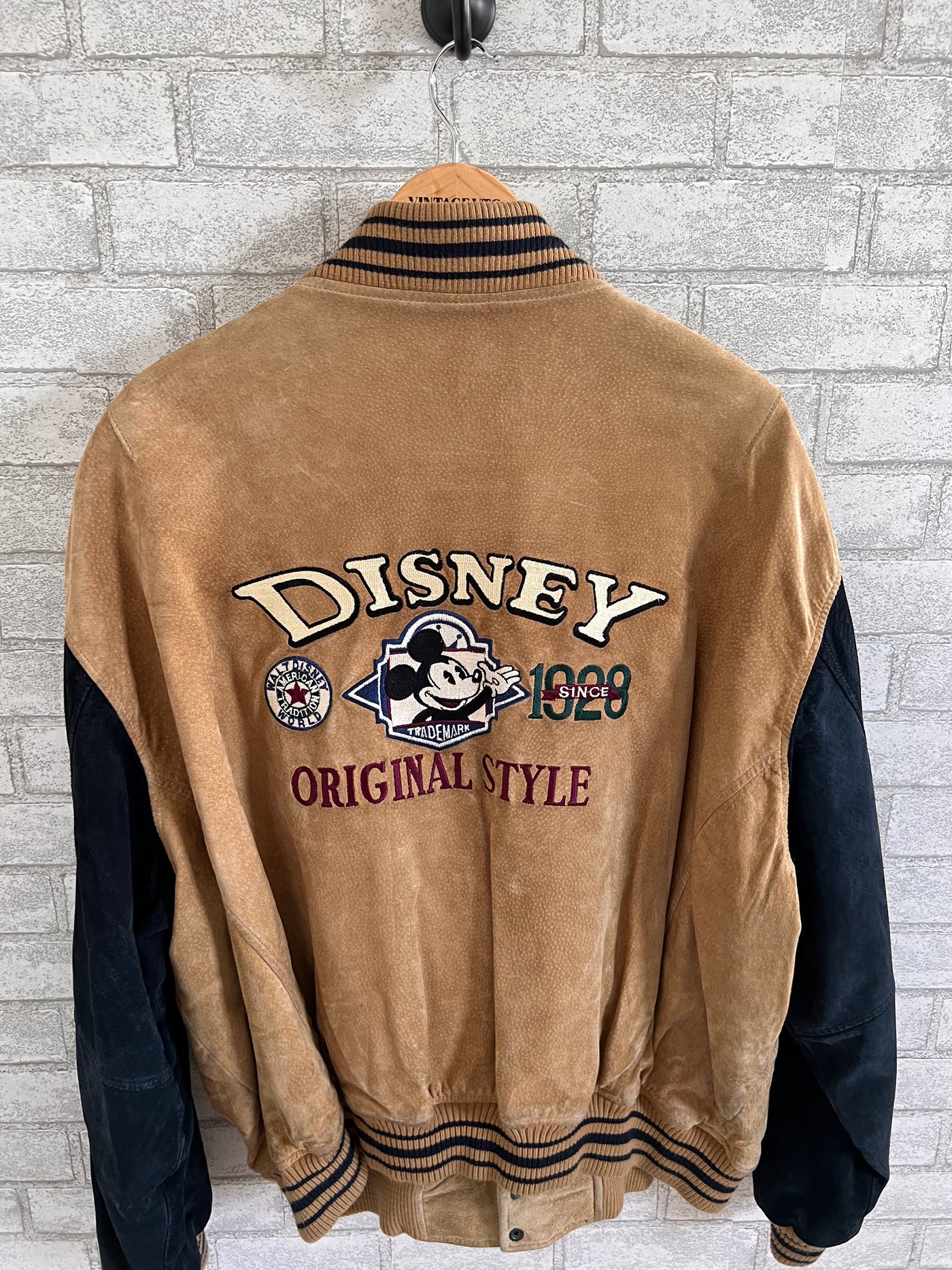 Vintage Disney Mickey Mouse 1928 Varsity Jacket  suede leather.
