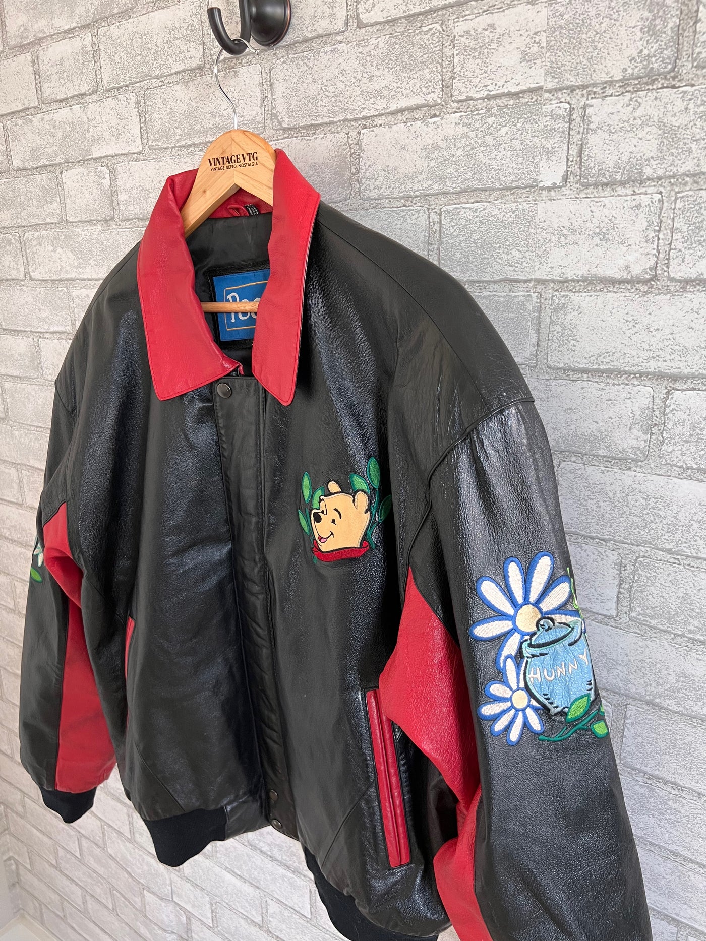 Vintage Disney Pooh Leather Jacket. Large