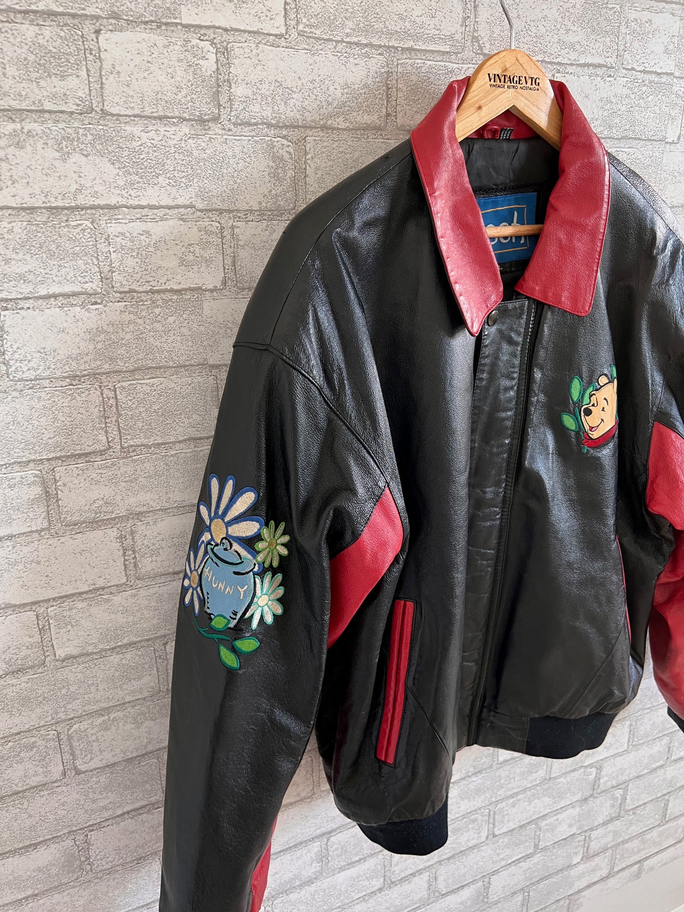 Vintage Disney Pooh Leather Jacket. Large