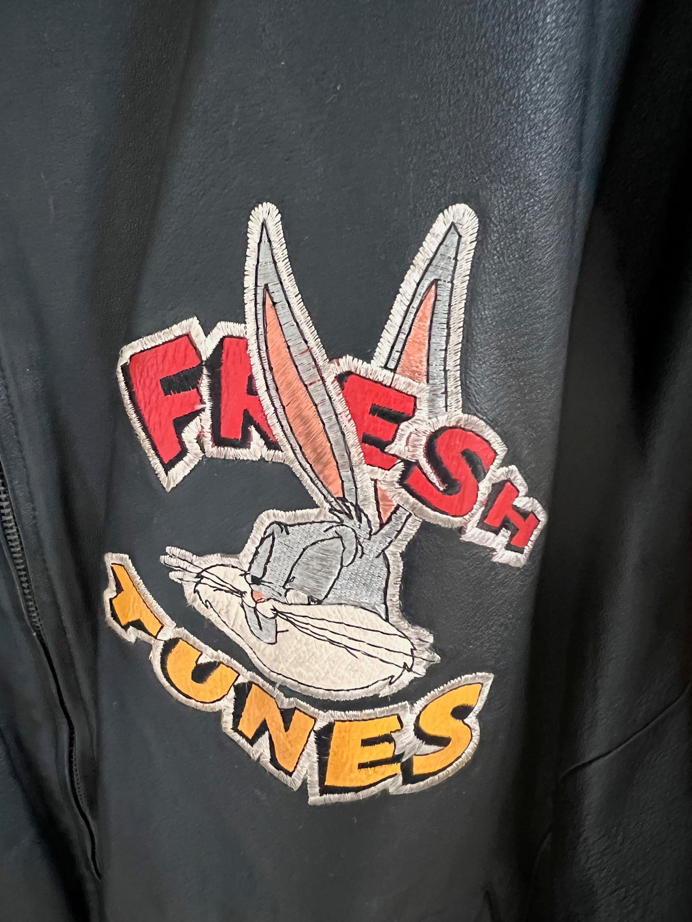 Vintage 90s Looney Tunes Chillin Bugs Bunny, Marvin and Taz Leather Jacket