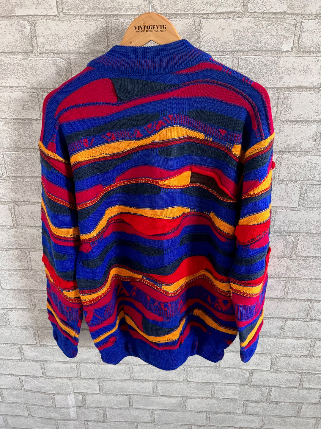 Vintage COOGI Sweater Wool Blue Multi Color.