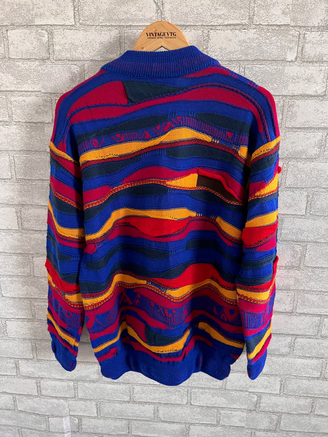 Vintage COOGI Sweater Wool Blue Multi Color.