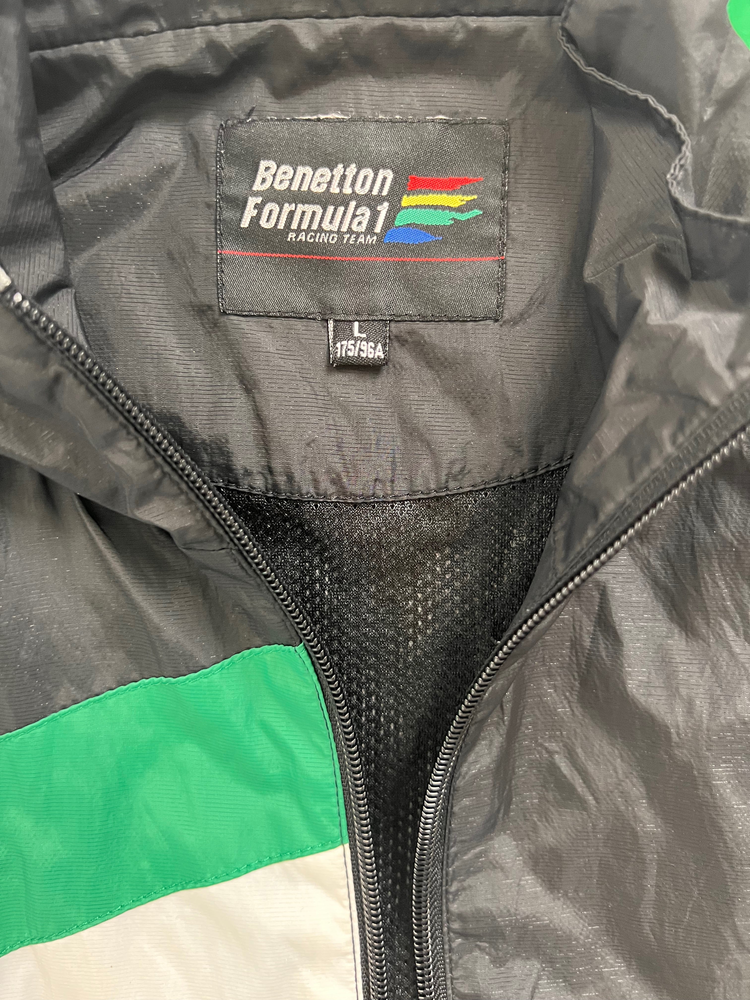 Vintage Benetton Formula 1 Racing Team Black Windbreaker Jacket