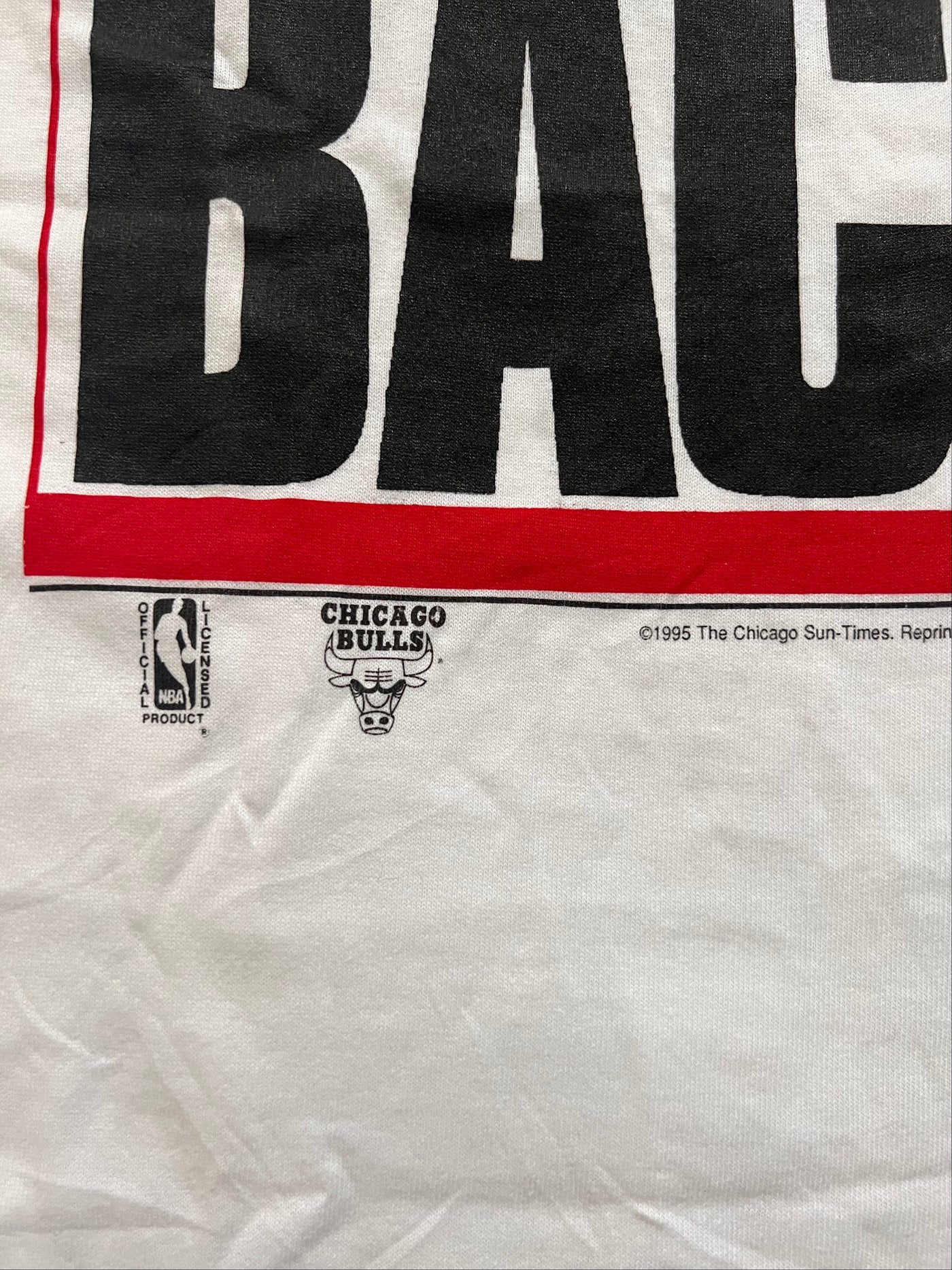 Rare Vintage 1995 Chicago Sun-Times Michael Jordan I'm Back White T-Shirt. XL.  New without tag