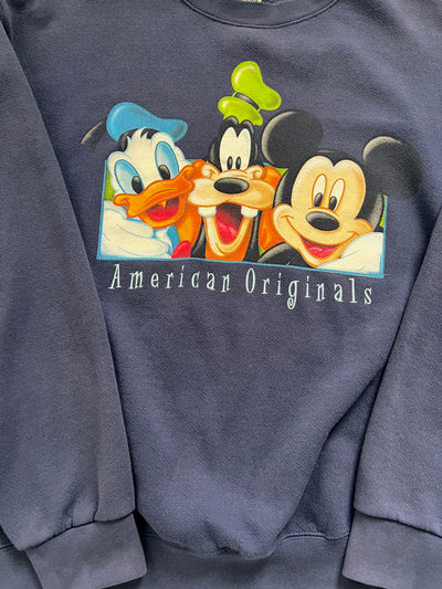 Rare 90s Blue Donald Duck Daisy Disney American Originals Crewneck Sweatshirt. Large