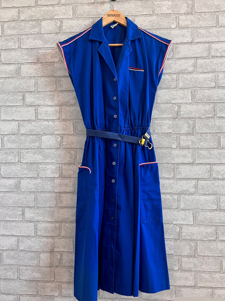 Vintage blue Sleeveless Dress