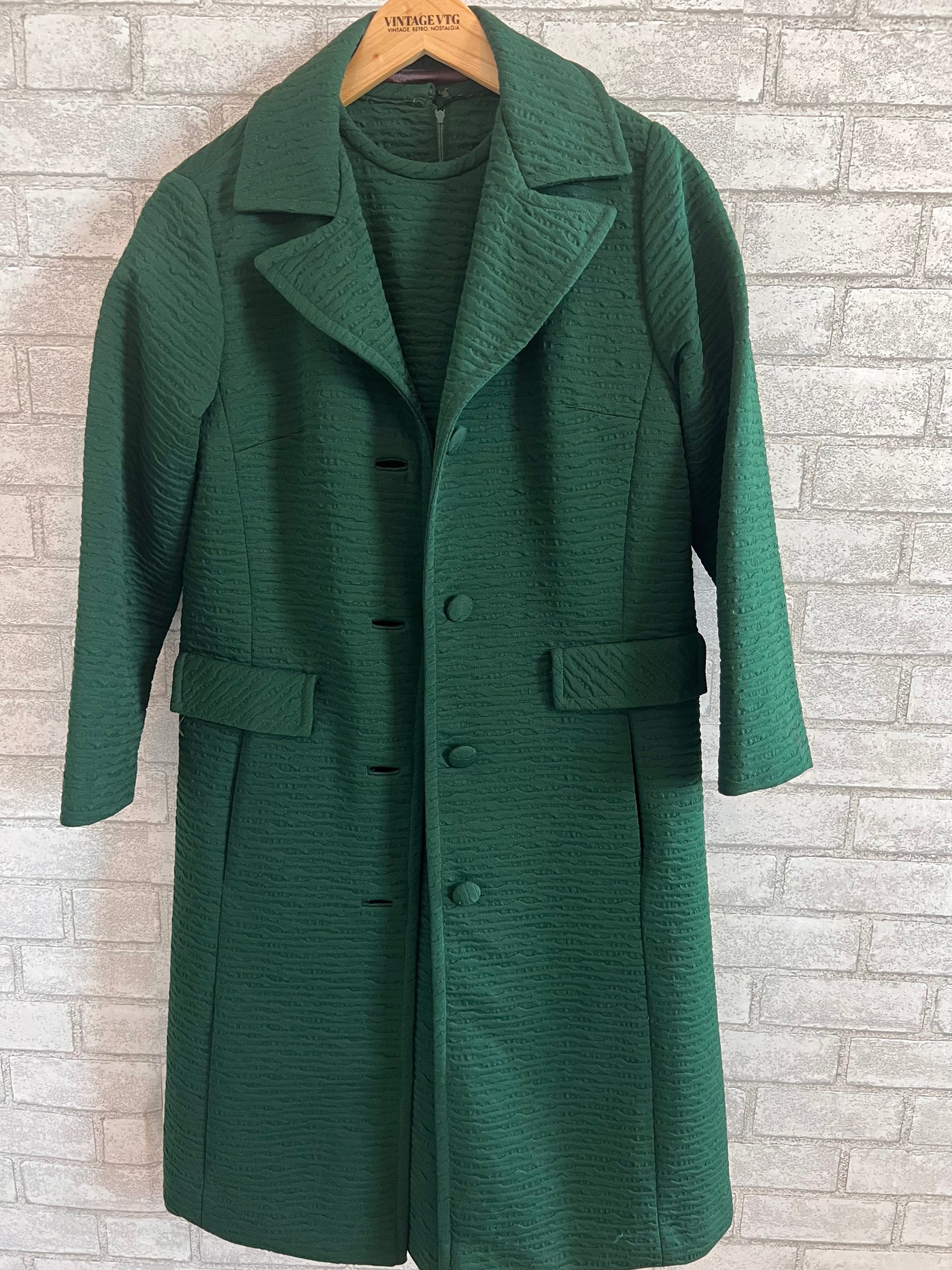 Vintage Roberta Lee 60's 70's 2 Piece Green Dress and Jacket