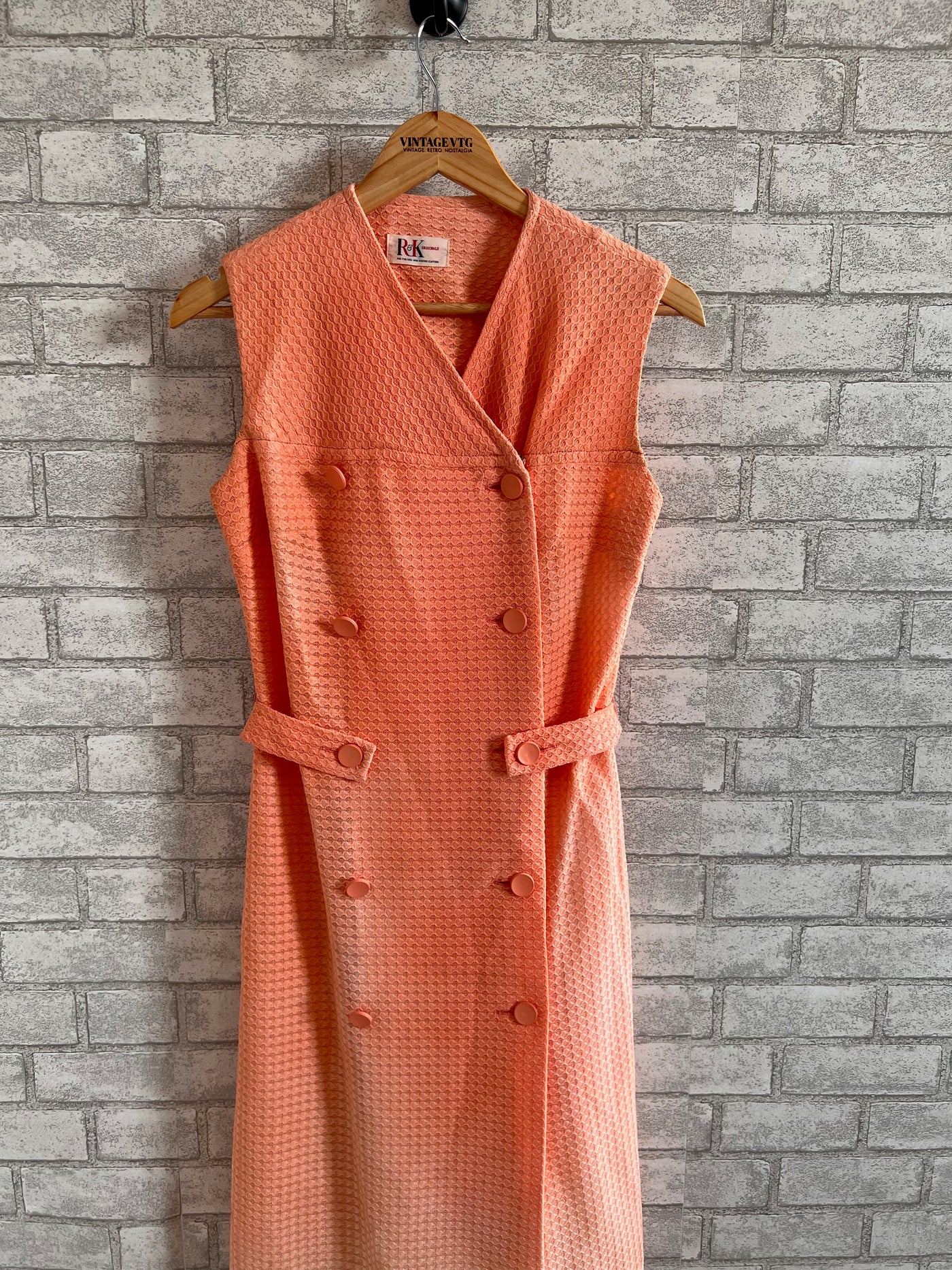 Vintage R&K Originals Double breasted Peach Dress