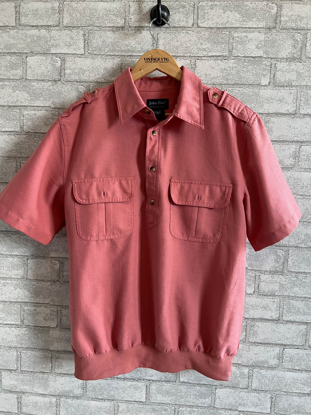 Vintage John Blair Polo Salmon Shirt.