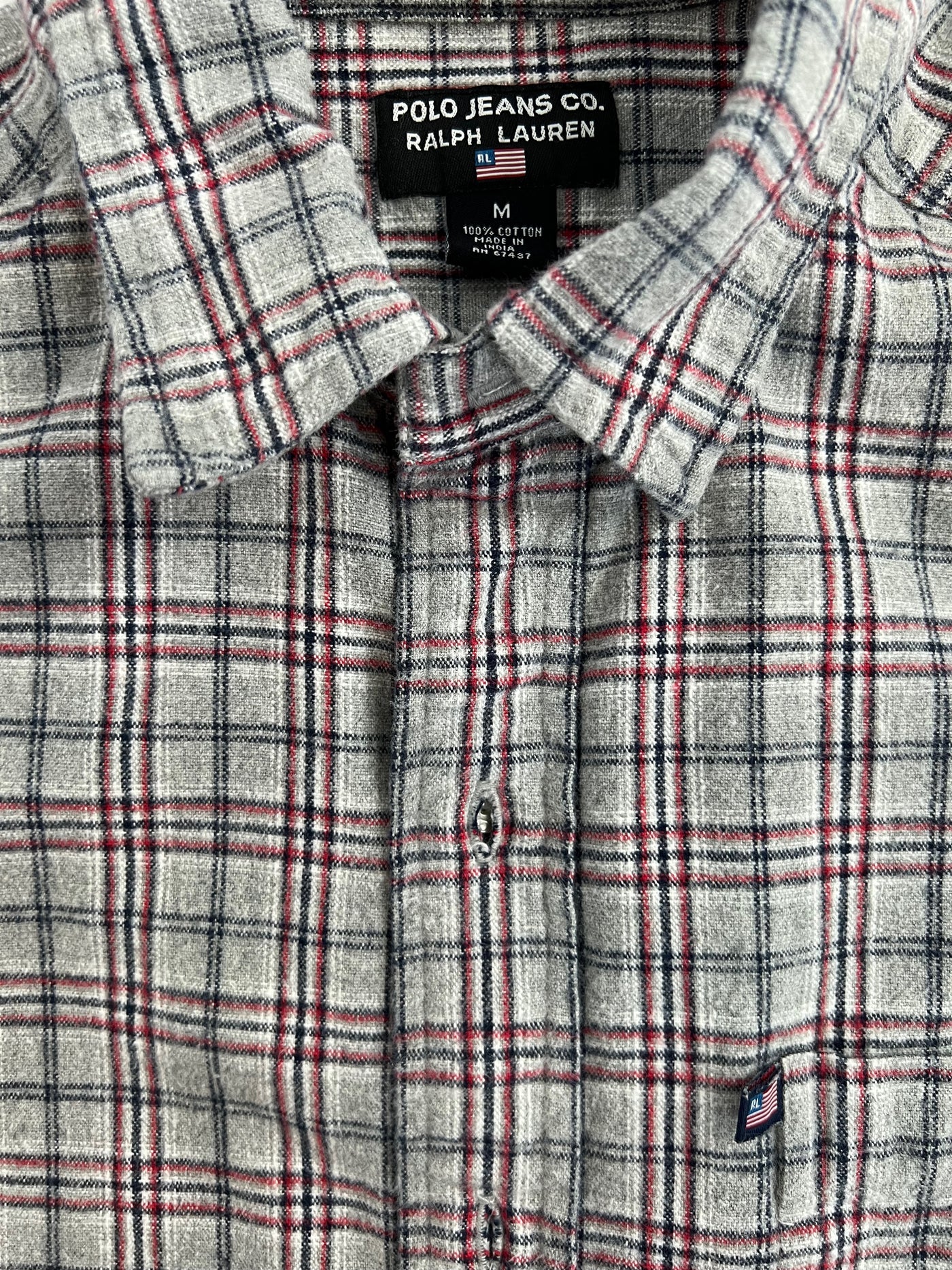 Vintage Ralph Lauren Long Sleeve Gray Plaid Shirt. Heavy Cotton