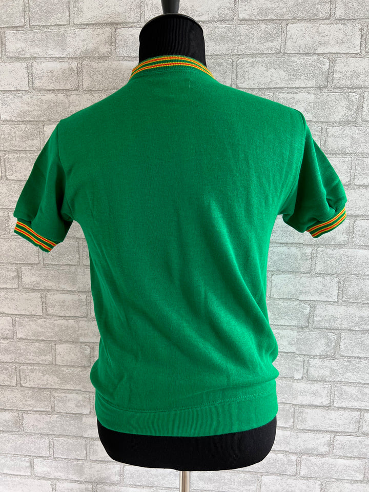 Vintage 1960s Mens Casuals of Creslan Green Acrylic Short Sleeve Sweater