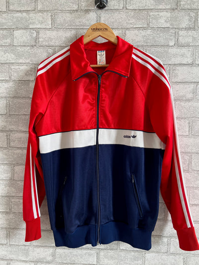 Vintage 80's 90's Adidas Track Jacket. Red, Blue and white stripe