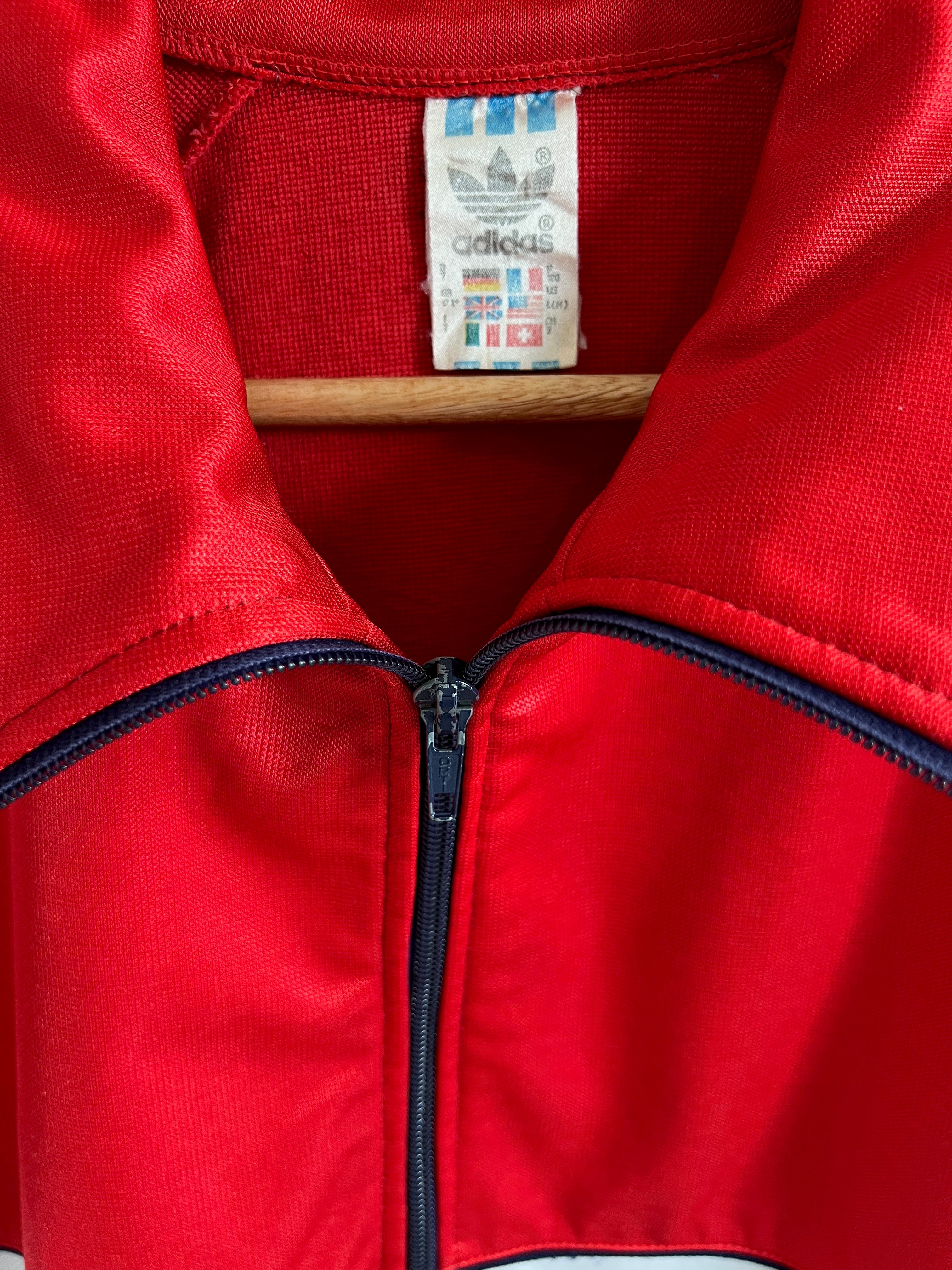 Vintage 80's 90's Adidas Track Jacket. Red, Blue and white