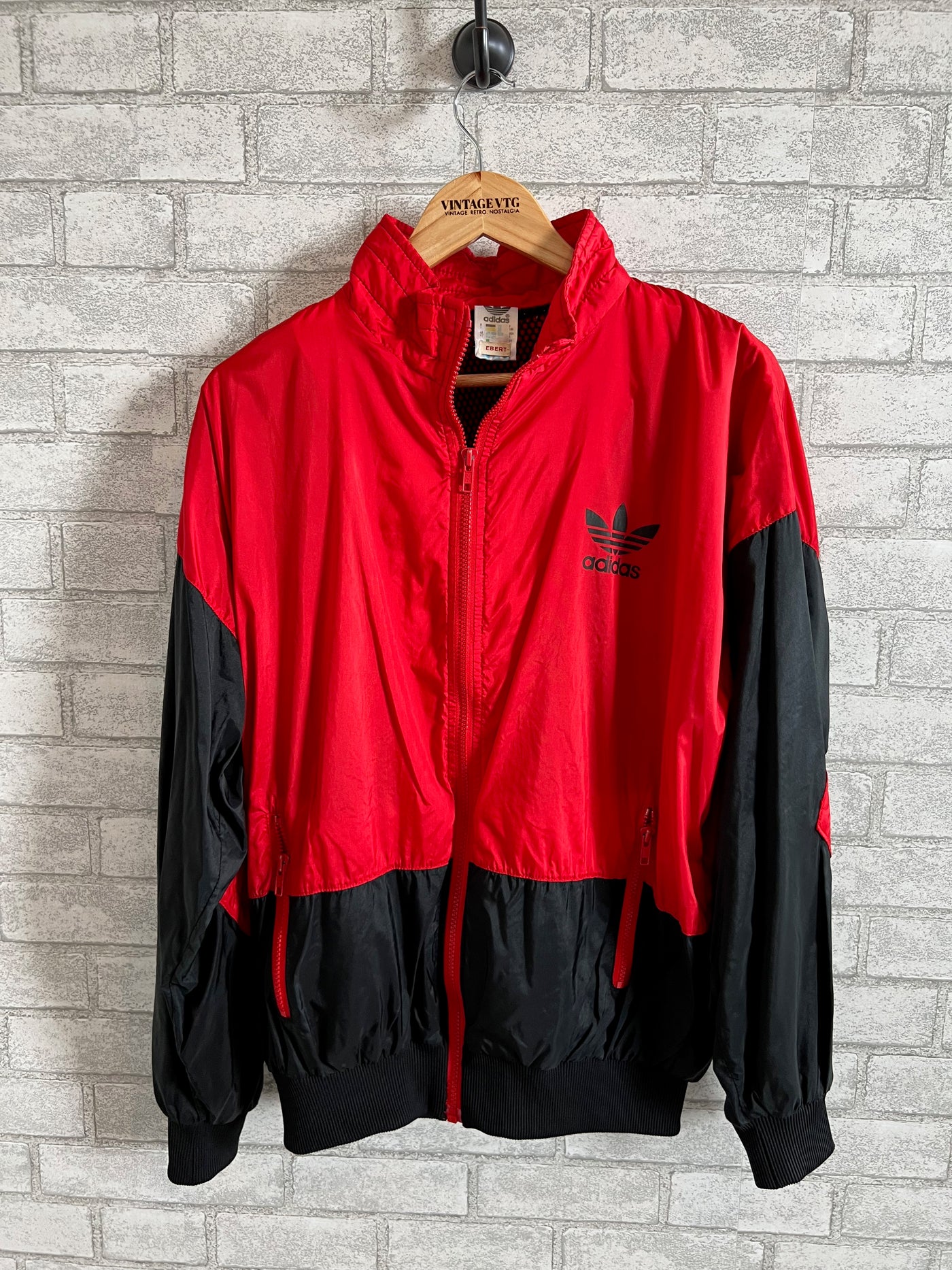 Vintage 80s 90s Adidas Red and Black Windbreaker