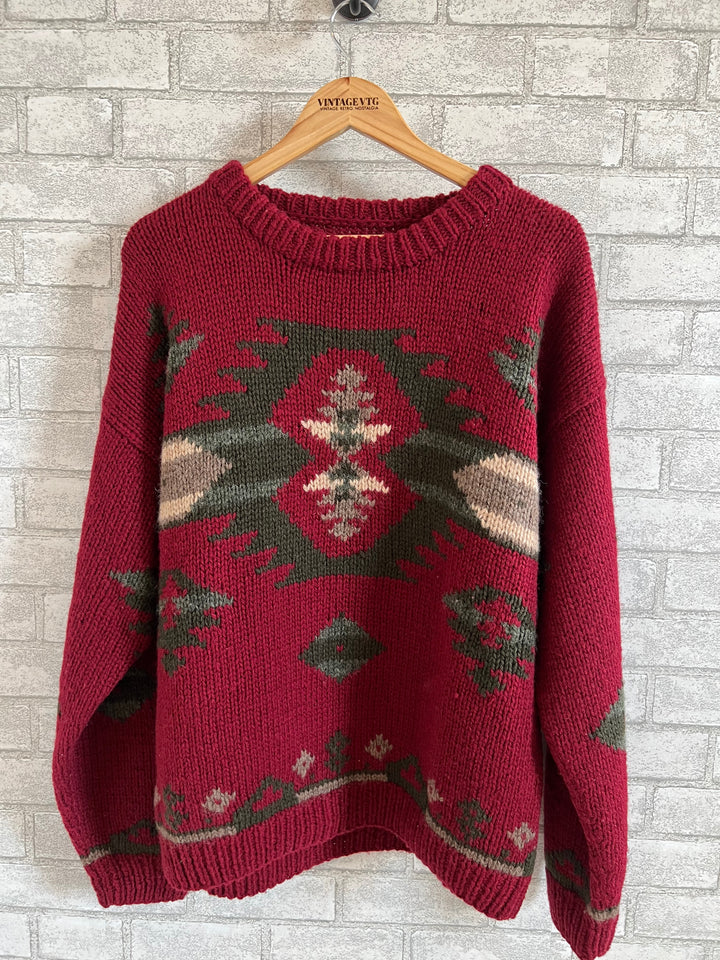 Vintage 90's Eddie Bauer Navajo Aztec wool sweater