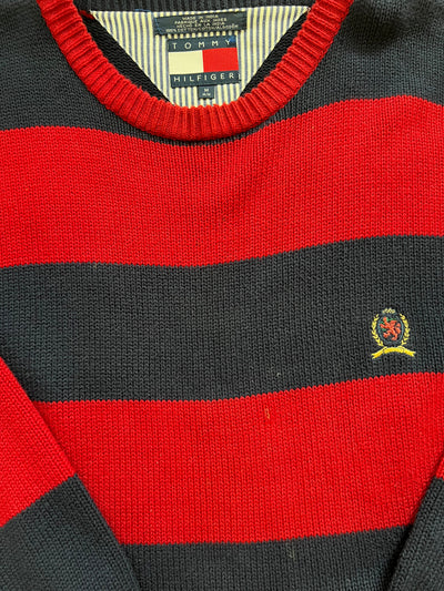 Vintage 90's Tommy Hilfiger Crest sweater.  Red and blue stripes