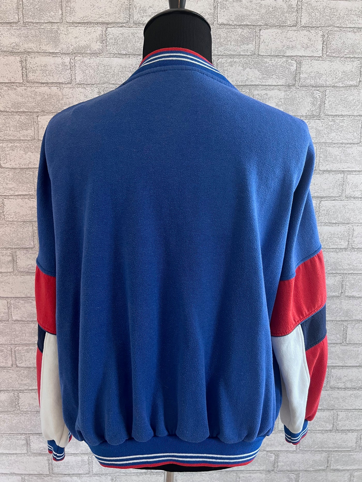 Vintage Adidas Blue track Jacket.  Blue with red and white trim.