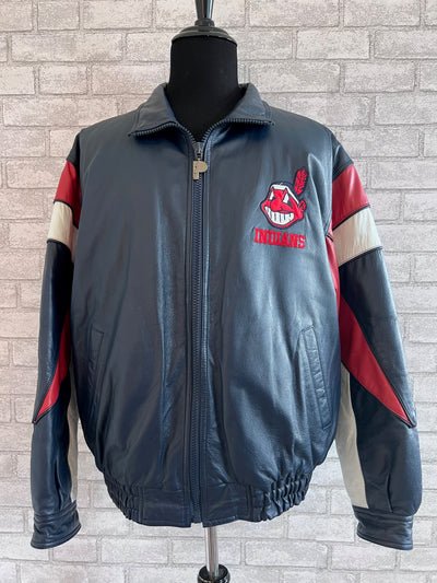 Vintage Blue Wilsons Pro Player Leather Cleveland Indians Jacket. Large