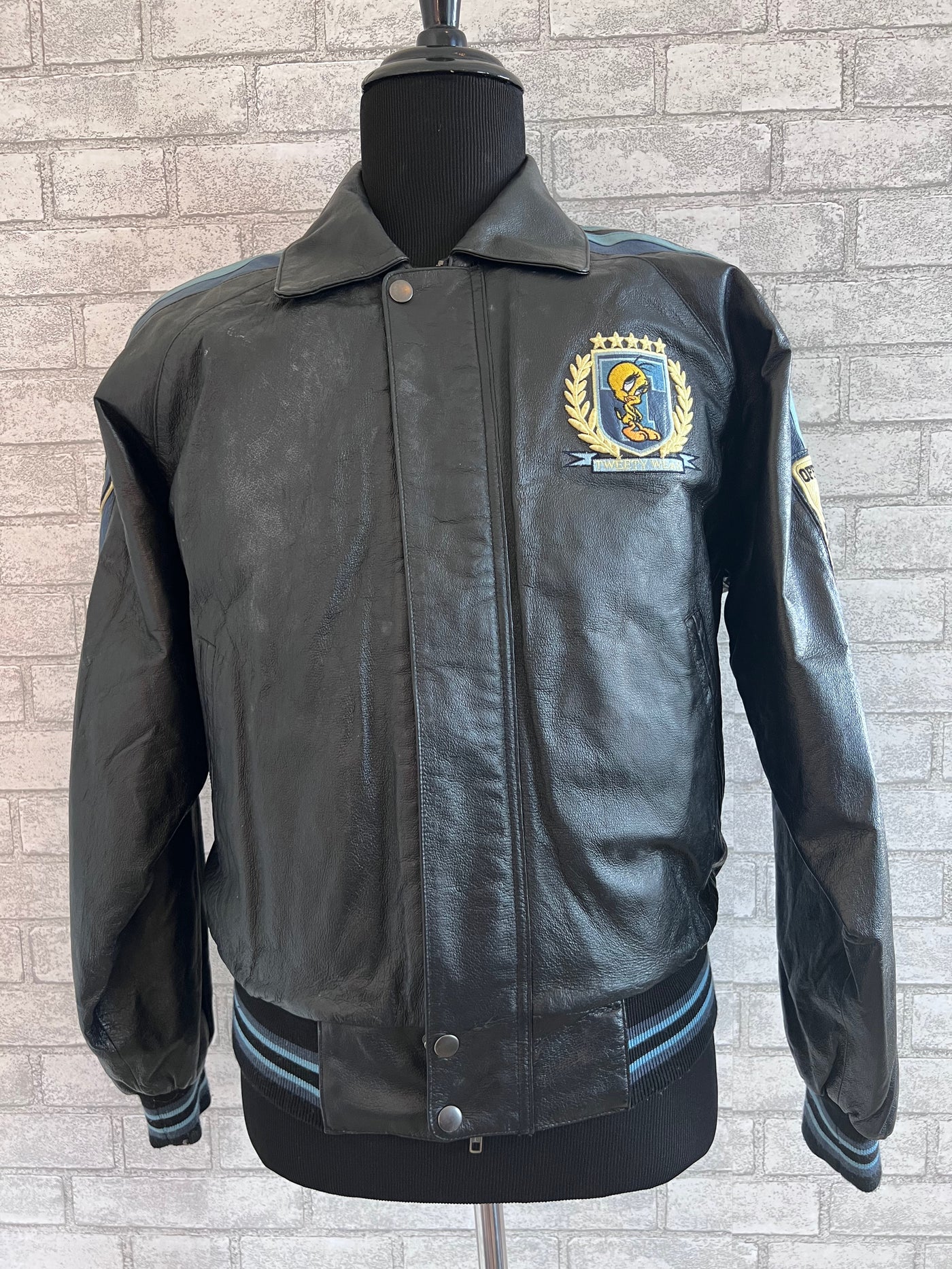 Vintage Classic Looney Tunes 1998 Tweety Leather Jacket. Size Small.