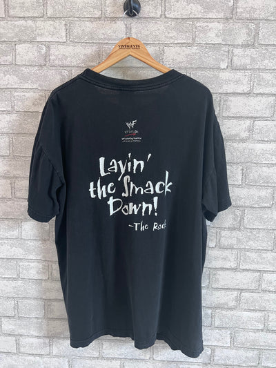 Vintage 1998 WWF The Rock "Layin' The Smack Down" T-shirt Black Extra Large