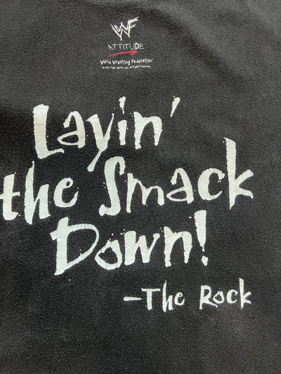 Vintage 1998 WWF The Rock "Layin' The Smack Down" T-shirt Black Extra Large