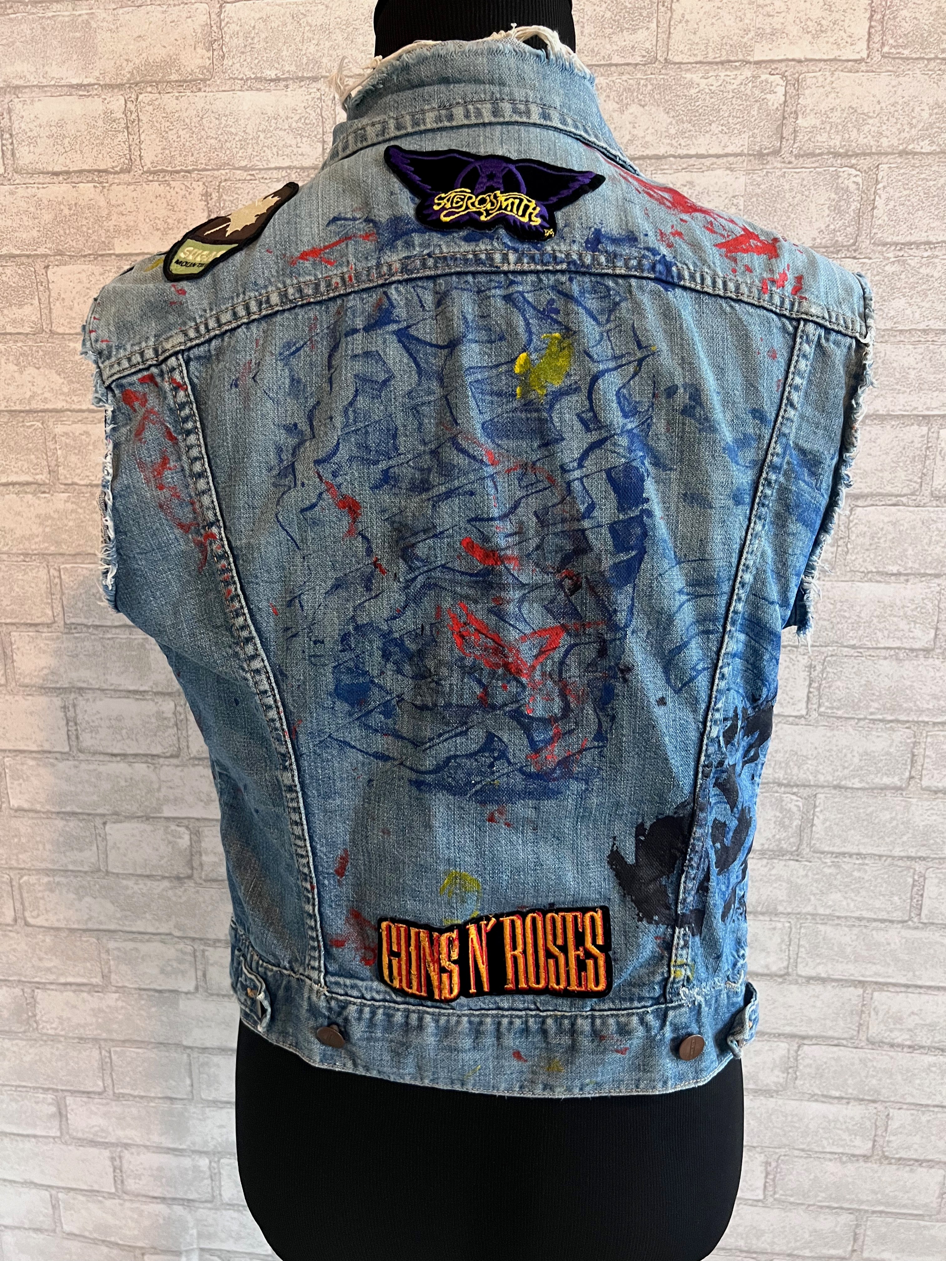 Vintage Maverick Denim Jacket with band patches 