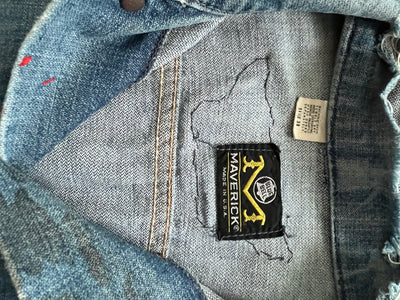 Vintage Maverick Denim Jacket with band patches "Guns N' Rosses, Led Zeppelin, Aerosmith, Pink Floyd"