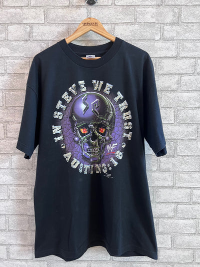 Rare Vintage T-shirt 1998 WWF Stone Cold Steve Austin Skull "In Steve We Trust Austin 3:16"