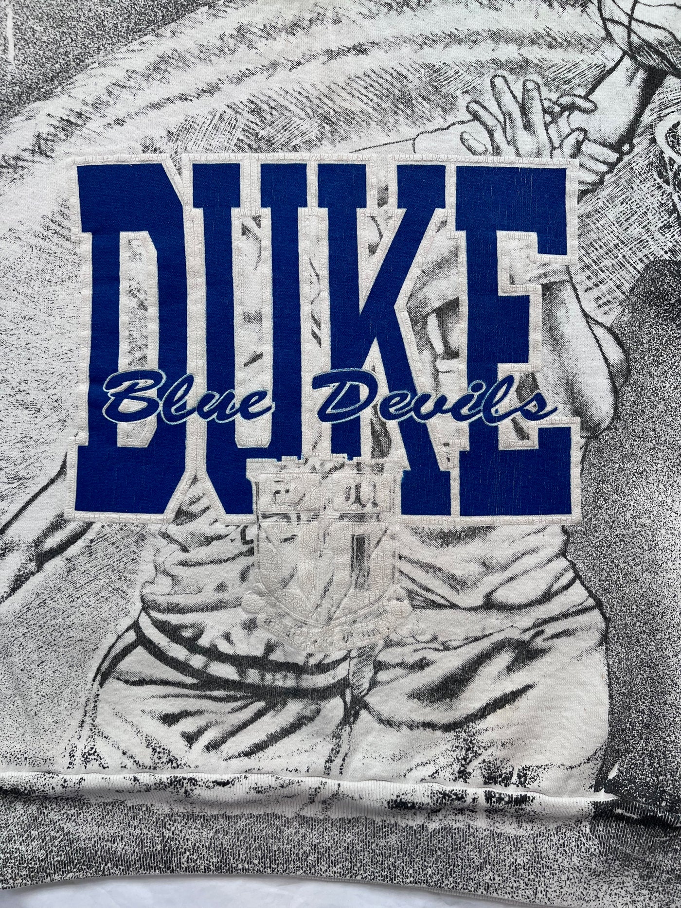 Rare Vintage Sweatshirt 90's Duke Blue Devils Sweatshirt. Double Sided AOP. Medium