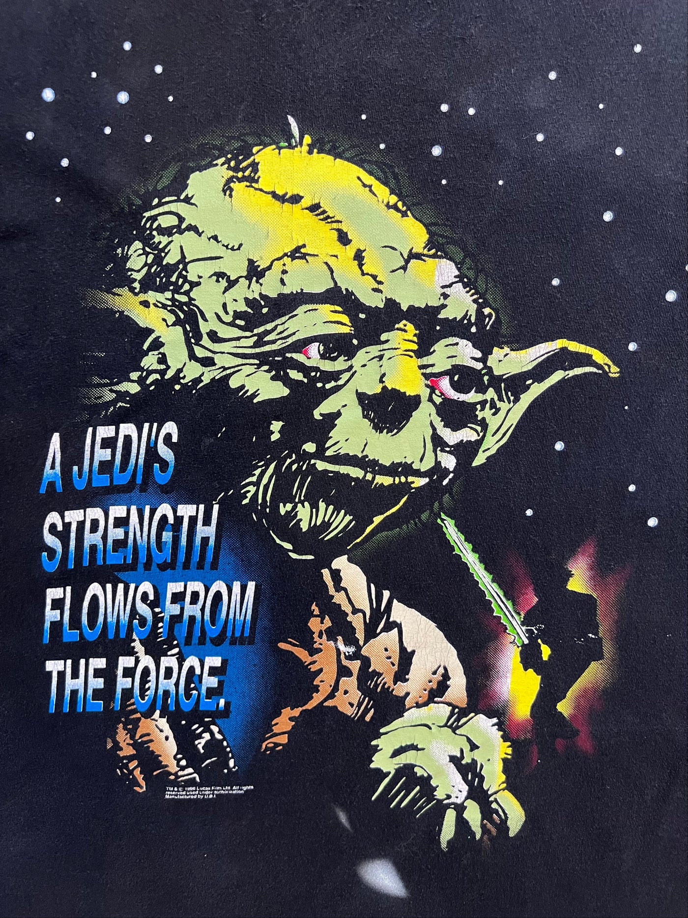 Vintage 1996 Star Wars Yoda "A Jedi's Strengths Flows From The Force" UBI T-shirt