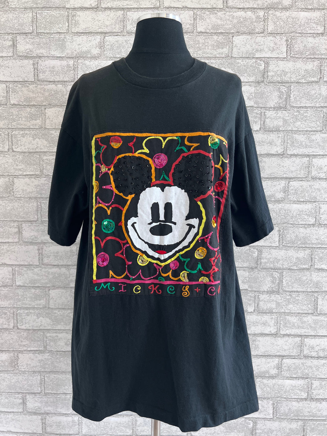 Rare Vintage Disney 90's Mickey Sequined Shirt. Large