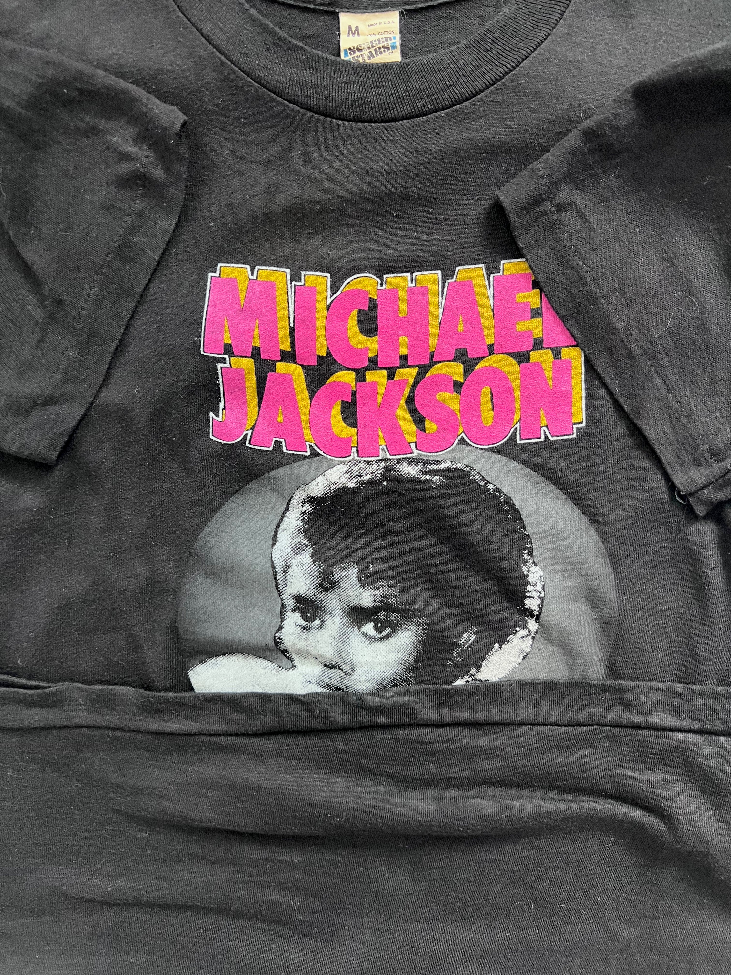 Rare Vintage 80's Michael Jackson 1984 Thriller Black T-shirt Size 