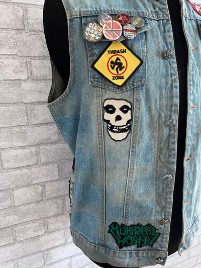 Vintage Denim Jacket with Megadeath, Metallica and other patches.
