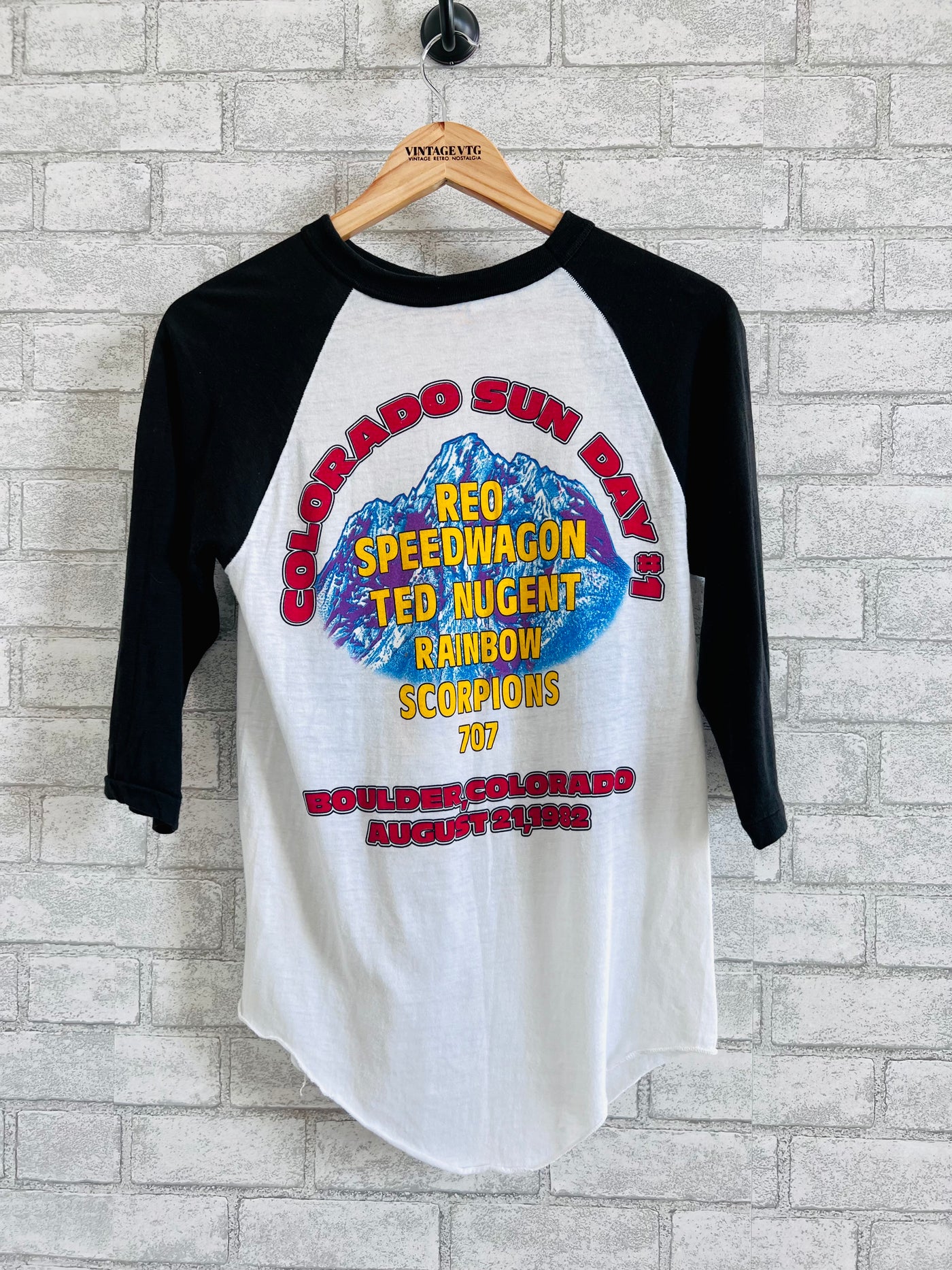 Vintage 1982 REO Speedwagon, Ted Nugent, Rainbow, Scorpion concert T-shirt back view of shirt