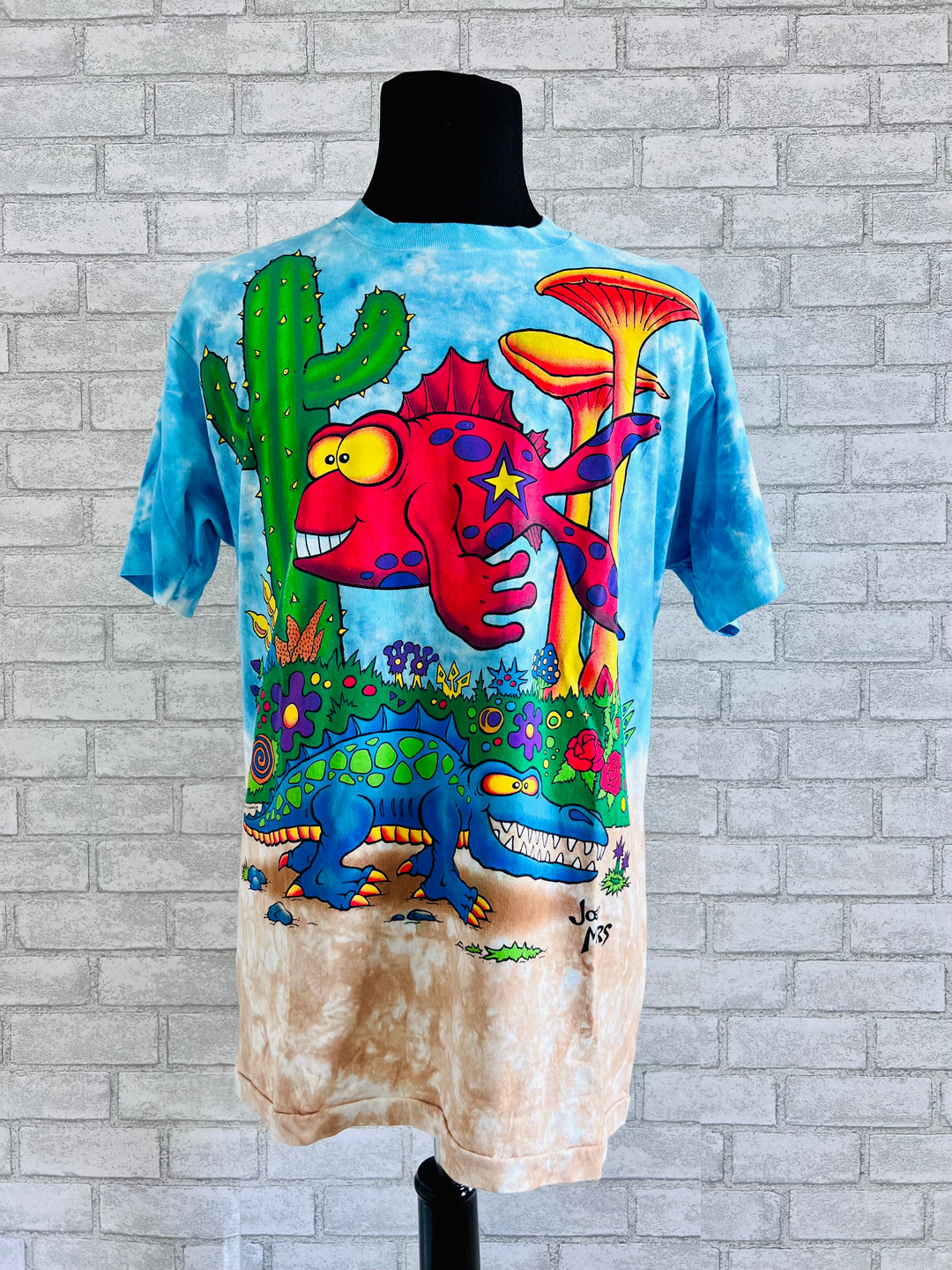 Rare Vintage T-shirt 1992 Joey Mars Liquid Blue Paleon Tie Dye front view