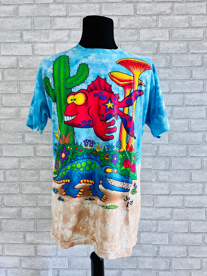 Rare Vintage T-shirt 1992 Joey Mars Liquid Blue Paleon Tie Dye front view