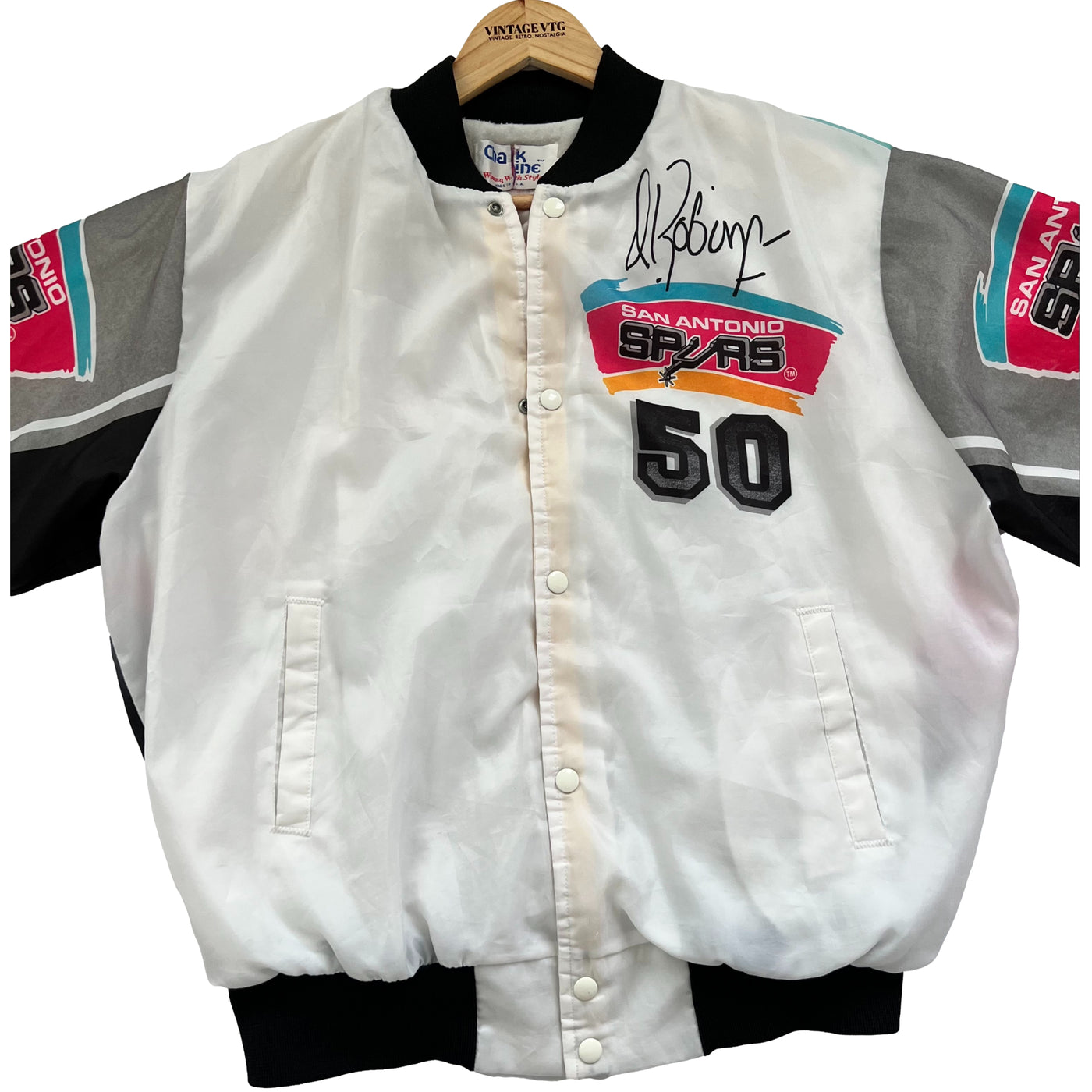 Rare Vintage San Antonio Spurs David Robinson Chalk Line Jacket. Large