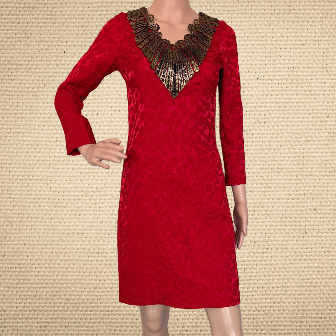 Vintage Long Sleeve red Dress