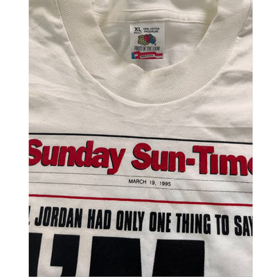 Rare Vintage 1995 Chicago Sun-Times Michael Jordan I'm Back White T-Shirt. XL.  New without tag