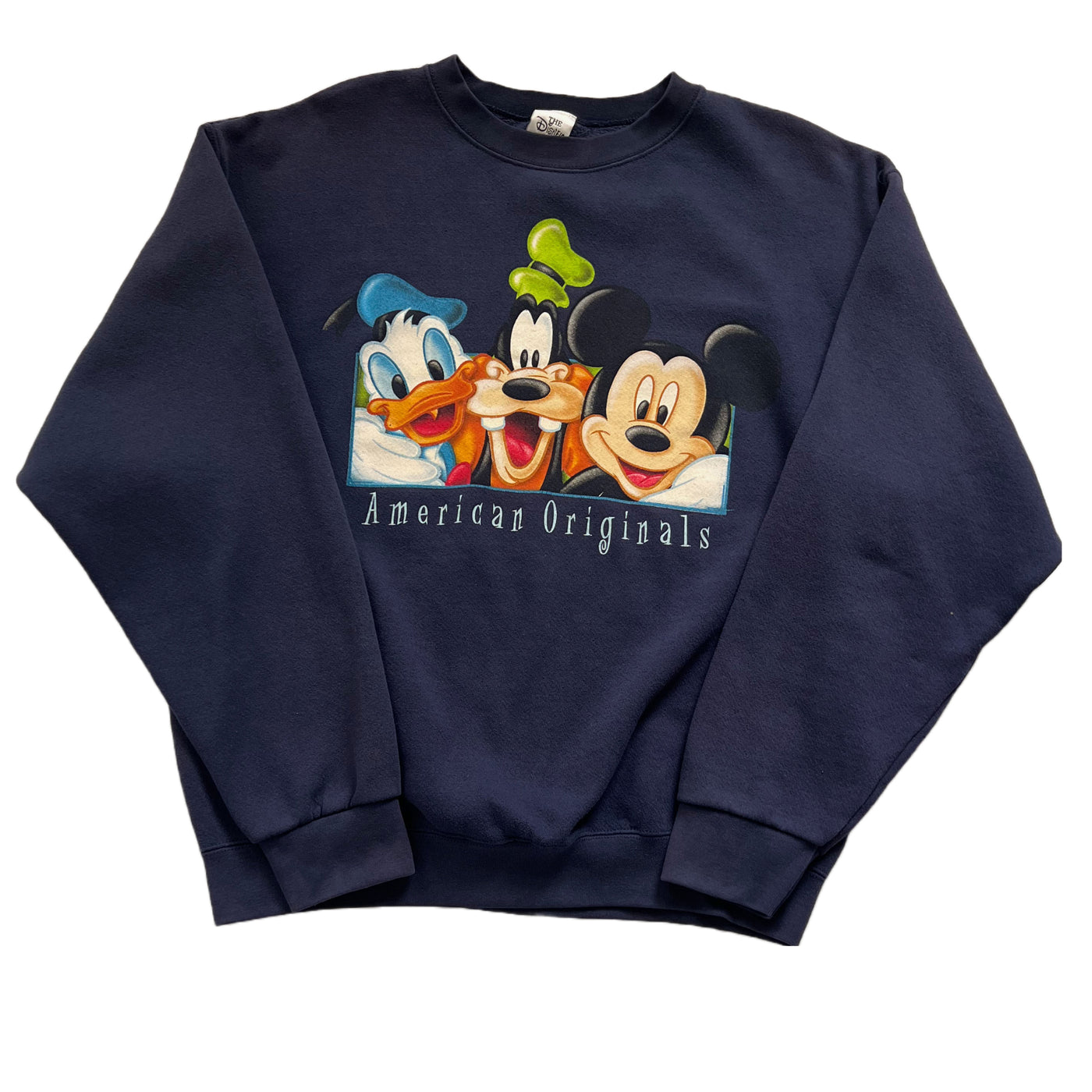 Rare 90s Blue Donald Duck Daisy Disney American Originals Crewneck Sweatshirt. Large