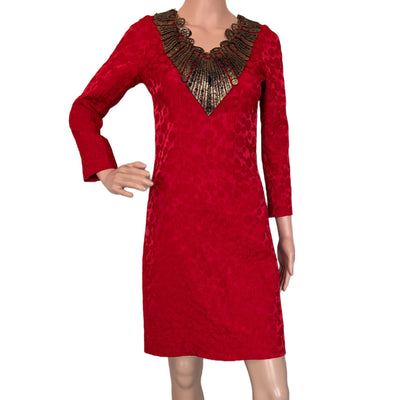 Vintage Long Sleeve red Dress