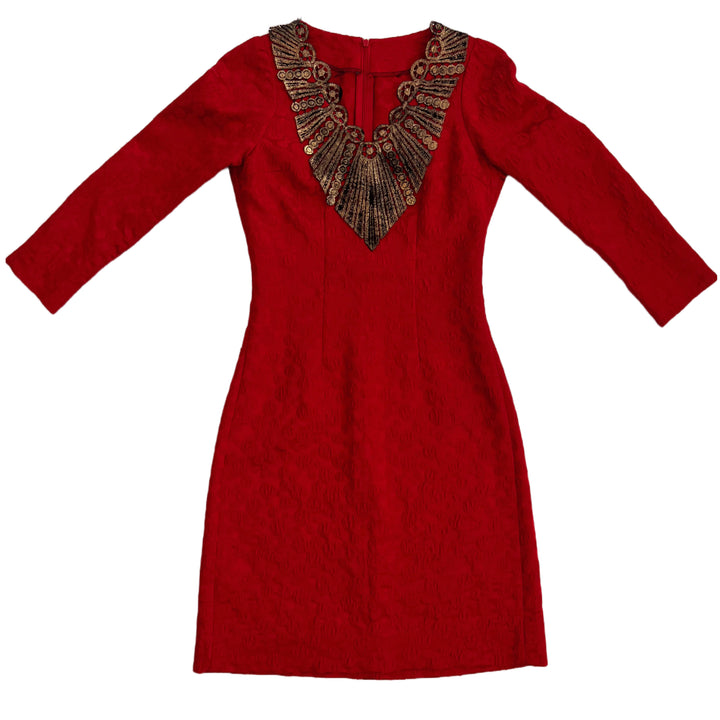 Vintage Long Sleeve red Dress